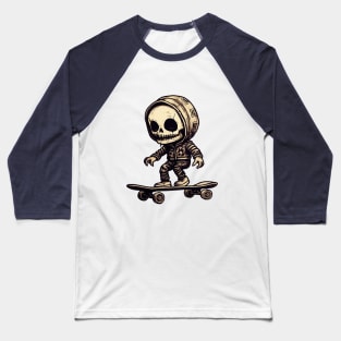 Skeleton Skateboarder Baseball T-Shirt